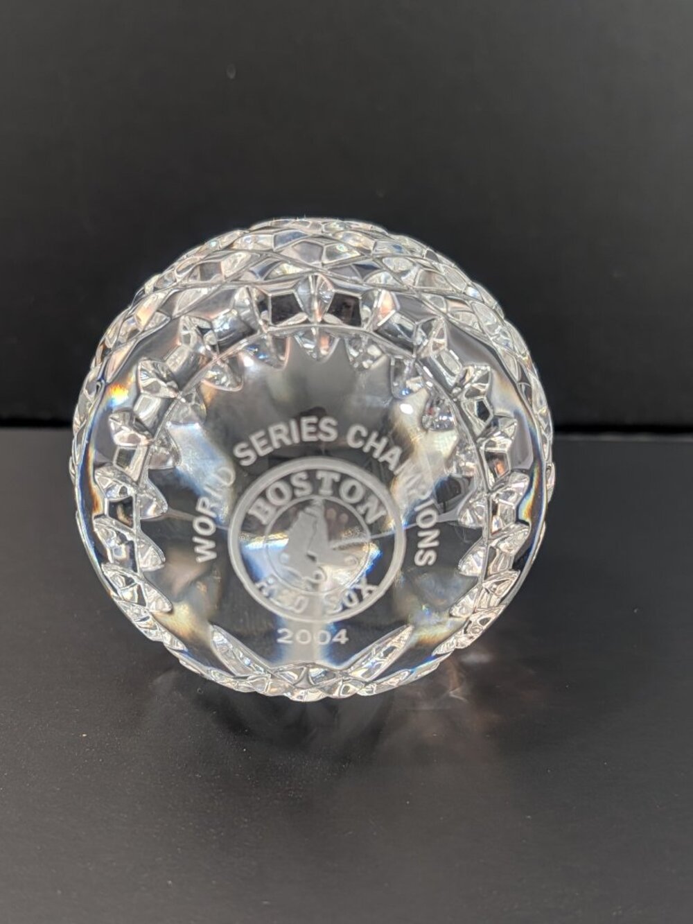 Waterford 2004 Boston Red Sox World Champions Crystal Paperweight with Sticker